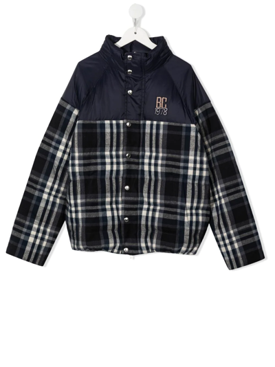 Brunello Cucinelli Kids' Checked Cotton Twill Down Jacket In 170+5022