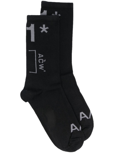 A-cold-wall* A/1 Intarsia-logo Ankle Socks In Black