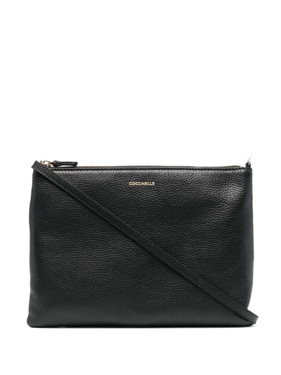 Coccinelle Pebble-texture Leather Crossbody Bag In Green