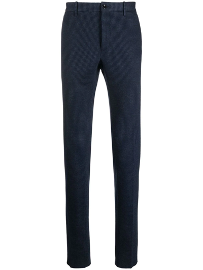 Incotex Check-pattern Straight-leg Trousers In Blue