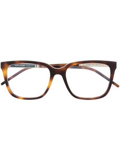 Saint Laurent Tortoiseshell-effect Square-frame Glasses In Brown