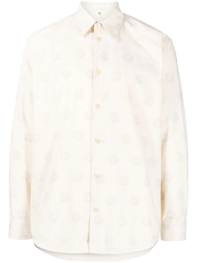 Oamc Logo Embroidered Shirt In Cream