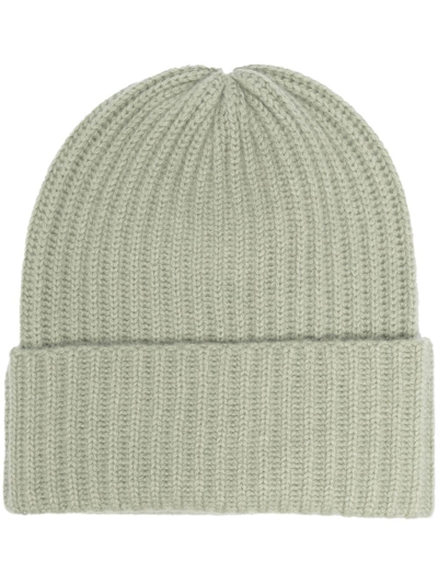 Liska Rib-knit Cashmere Beanie In Green