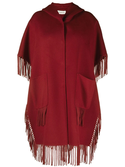 P.a.r.o.s.h Fringed Wool Poncho Coat In Red