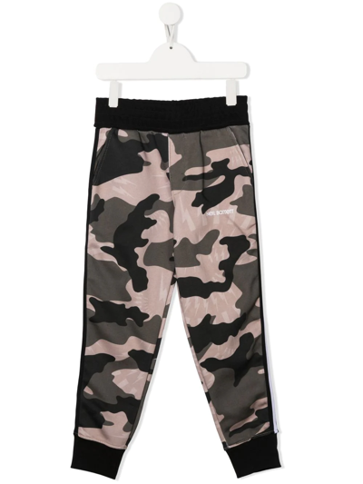 Neil Barrett Teen Camouflage-print Cotton Trousers In Mimetico Nero