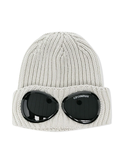 C.p. Company Kids' Virgin Wool Ribbed-knit Hat In Grey