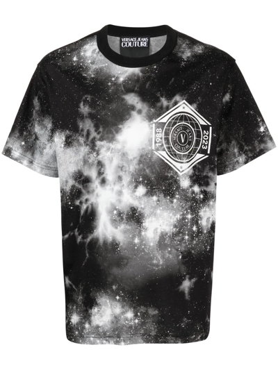 Versace Jeans Couture Logo Tie-dye T-shirt In Black