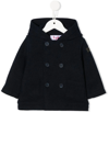 Il Gufo Double-breasted Hooded Coat In Blue