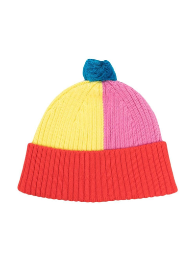 Stella Mccartney Kids' Color Block Cotton Knit Hat In Multicolor