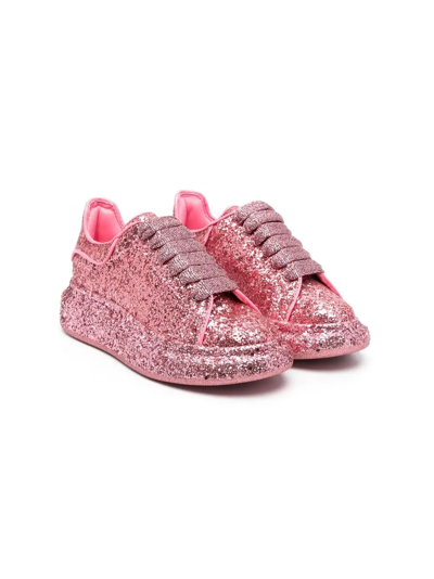 Alexander Mcqueen Babies' Oversize Glitter-detail Sneakers In Rose