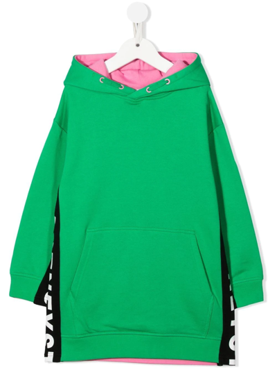 Stella Mccartney Kids' Green Dress For Girl With White Logo