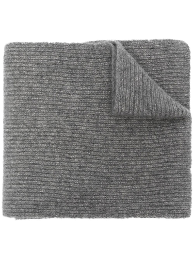 Eleventy Ribbed-knit Cashmere Scarf In Grey