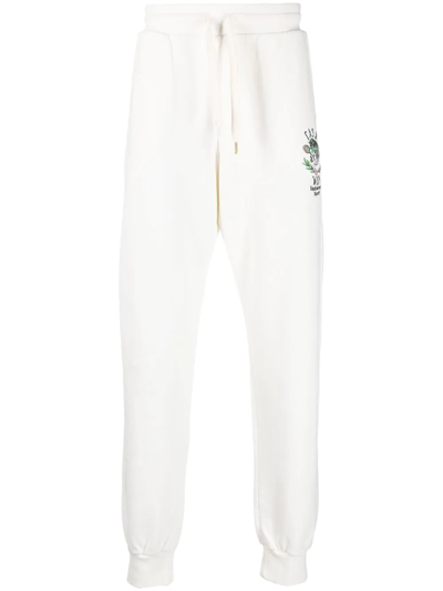 Casablanca Embroidered-logo Organic Cotton Track Pants In White