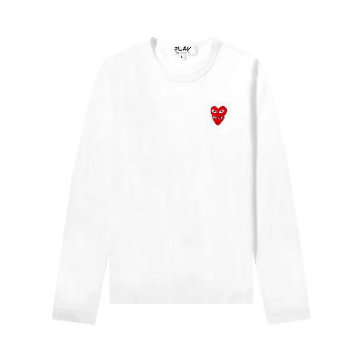 Pre-owned Comme Des Garçons Play Double Heart Long-sleeve T-shirt 'white'