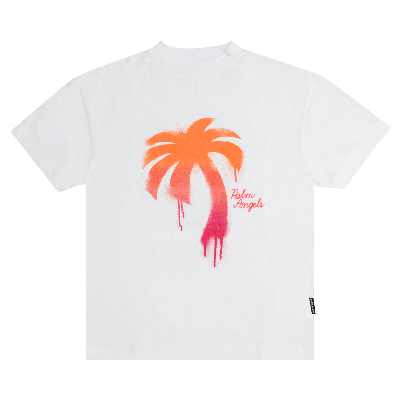 Pre-owned Palm Angels The Palm Classic Tee 'white/fuchsia'