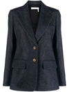 Chloé Single-breasted Jacket In Dark Blue Denim In 48a Iconic Navy