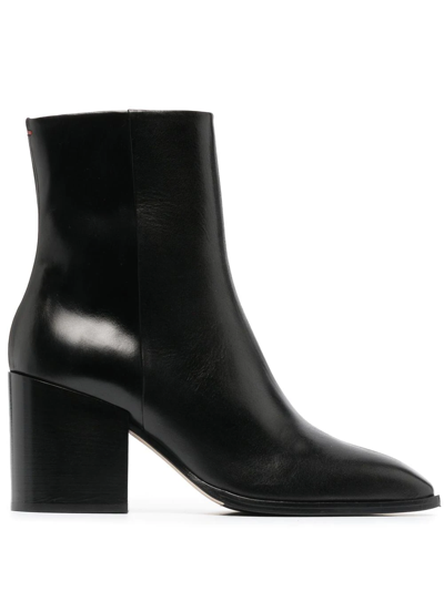 Aeyde Black Leandra 75 Leather Ankle Boots