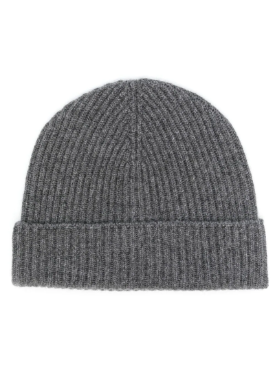 Johnstons Of Elgin Cashmere Knitted Beanie Hat In Dark Granite