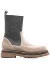 Brunello Cucinelli Neutral Suede Chelsea Boots In Nude