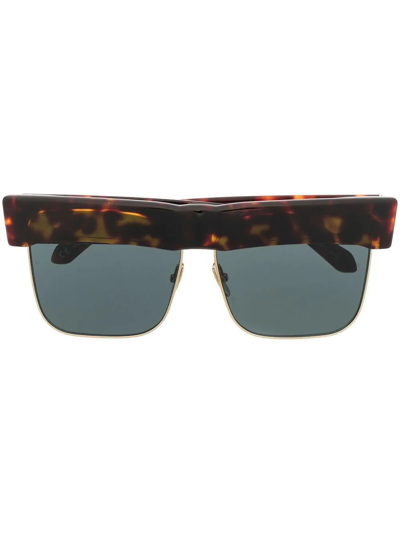 Linda Farrow Tortoiseshell-effect Oversize-frame Sunglasses In Braun