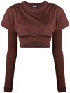Jacquemus Layered-effect Long-sleeve T-shirt In Brown