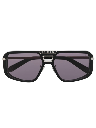 Philipp Plein Eyewear Logo-plaque Square-frame Sunglasses In Schwarz