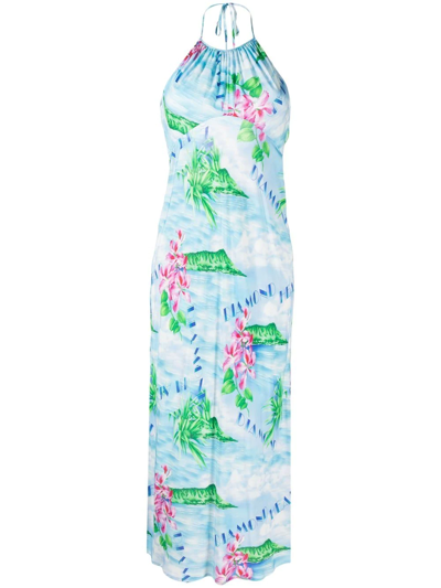 Rixo London Marylin Printed Halterneck Maxi Dress In Multicoloured