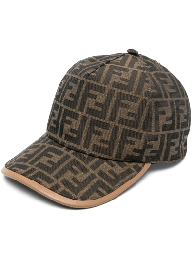 Fendi Ff Pattern Cap In Braun