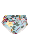 Patbo Hibiscus Ruffled High-waist Bikini Bottoms In Blau