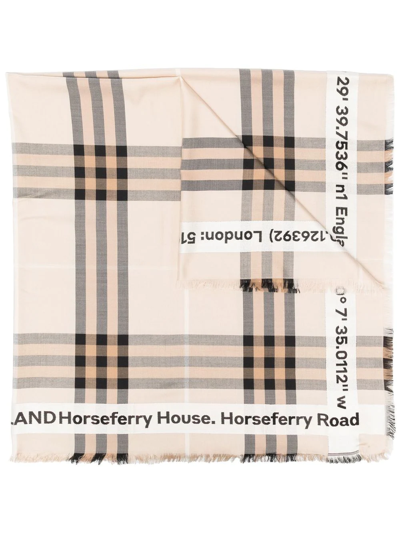Burberry Coordinates-print Check Scarf In Neutrals