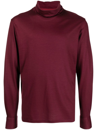 Isaia Wool Roll-neck Jumper In Rot