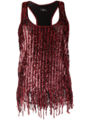 Etro Scoop Neck Fringe Hem Embellished Tank Top In Rot
