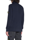 Stone Island Crew-neck Wool Blend Sweater With Logo Patch In Navy Blue