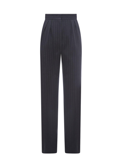 Max Mara High-waisted Chalk-stripe Jersey Trousers In Blu