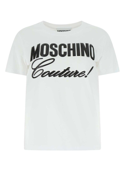 Moschino Logo-detailed Crewneck T-shirt  In White