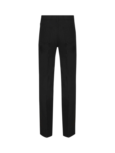 Saint Laurent Button Detailed Straight Leg Trousers In Nero