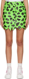 Moschino Green The Flintstones Edition Leather Miniskirt In Fantasy Print Green