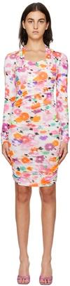 Msgm White Print Minidress In 01 White