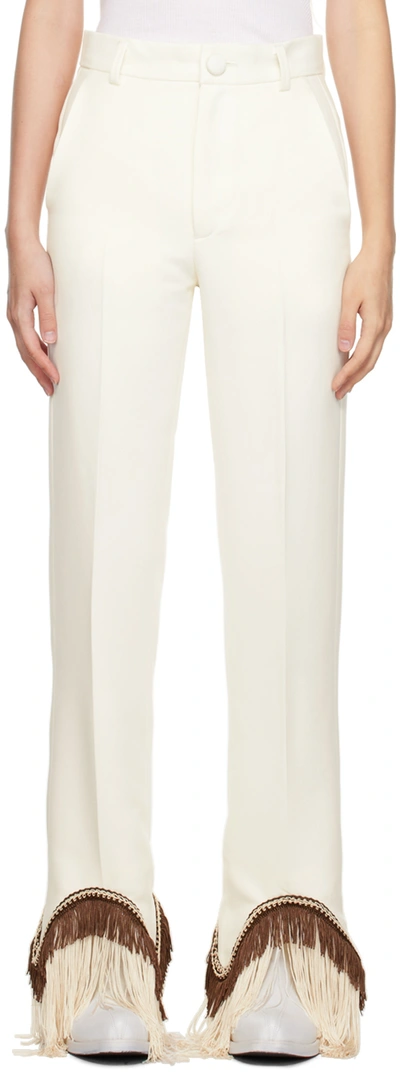 Tanner Fletcher Off-white Ruth Trousers In Ivory Brown