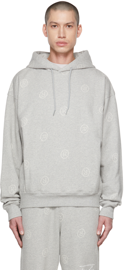 Martine Rose Monogram-print Pullover Hoodie In Grey