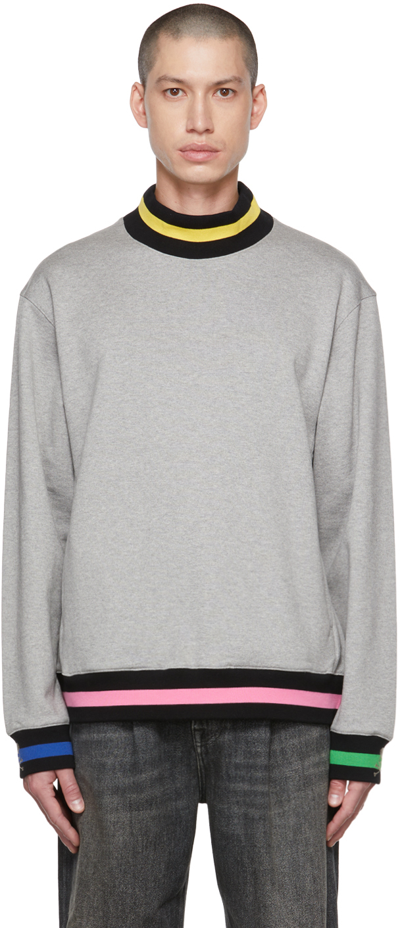 Mastermind Japan Gray Striped Sweatshirt In Top Gray