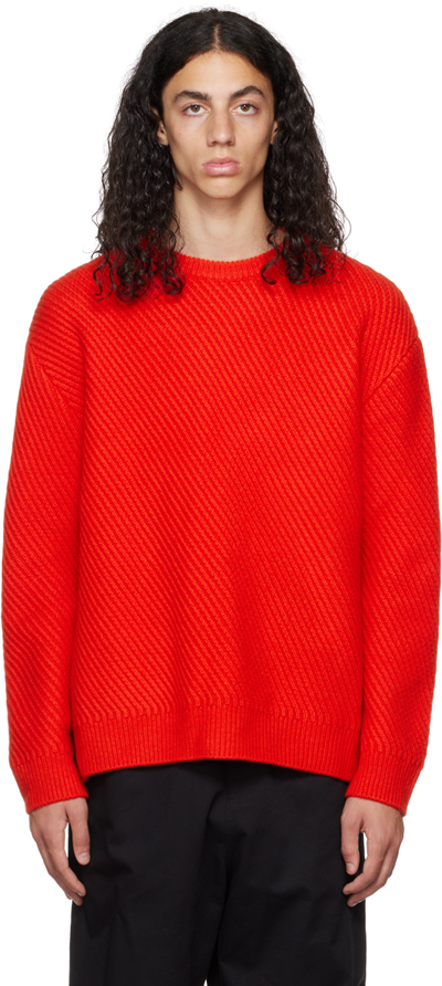 Solid Homme Red Diagonal Sweater In 609r Red