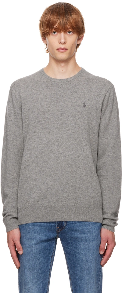 Polo Ralph Lauren Logo-embroidered Recycled Knitted Sweater In Gray