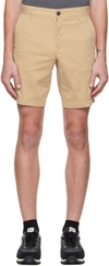 Hugo Boss Slim-fit Regular-rise Shorts In Stretch Cotton In Beige