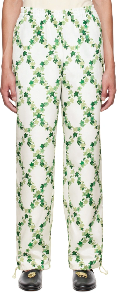 Tanner Fletcher White Ivy League Lounge Pants In Ivy Trellis