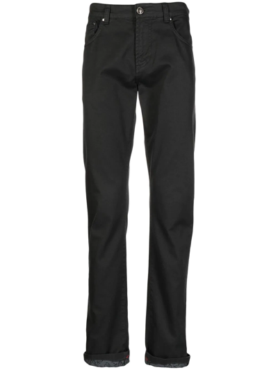 Isaia Rolled-hem Slim-fit Trousers In Grey