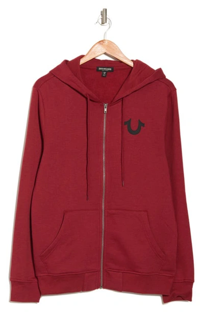 True Religion Brand Jeans Buddha Zip Hoodie In Red Dahlia