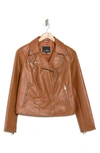Sam Edelman Faux Leather Crop Moto Jacket In Luggage