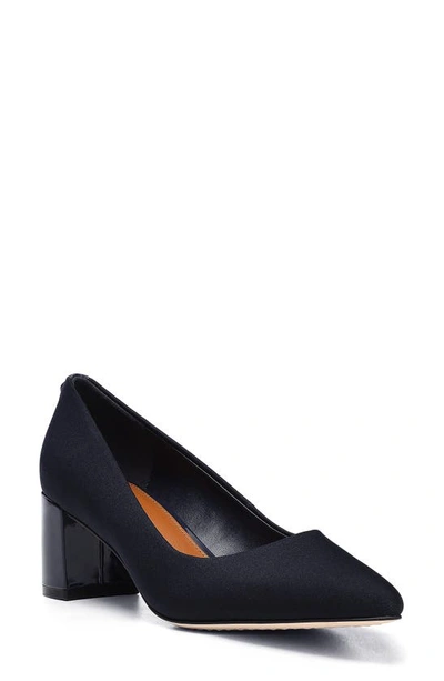 Donald Pliner Stephanid Pointed Toe Block Heel Pump In Navy