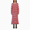Dsquared2 Multi Stripe Wool Blend Knit Long Dress In ["multicolor"/ "pink"/ "print"]
